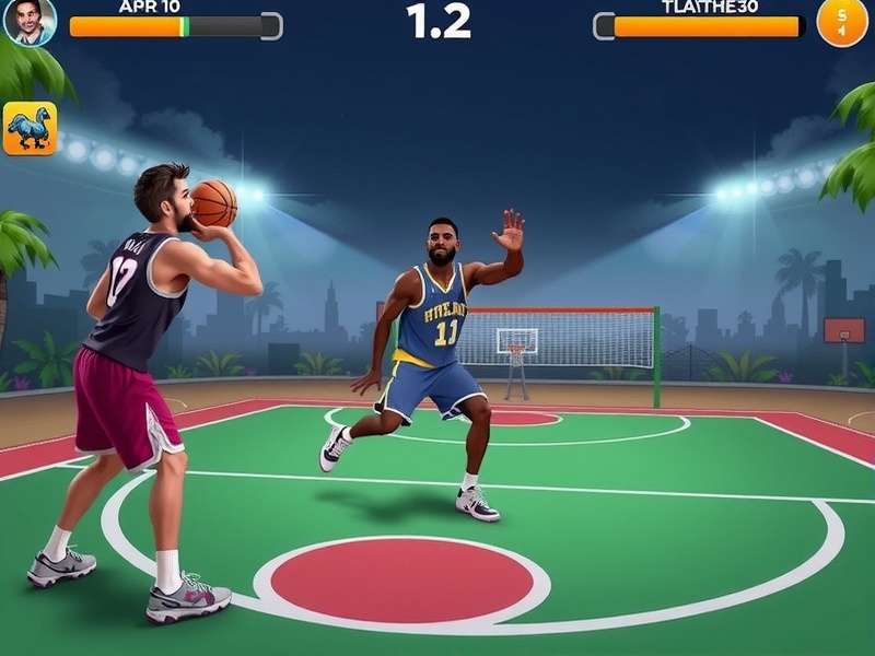 Basketball Stars gameplay screenshot showing intense match between two players