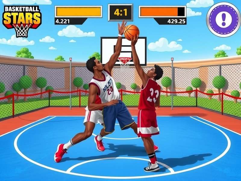 Basketball Stars Poki 2 gameplay screenshot showing intense dunk action