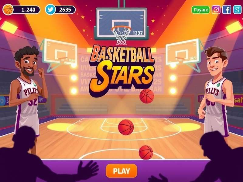 Basketball Stars gameplay screenshot showing a 1v1 match