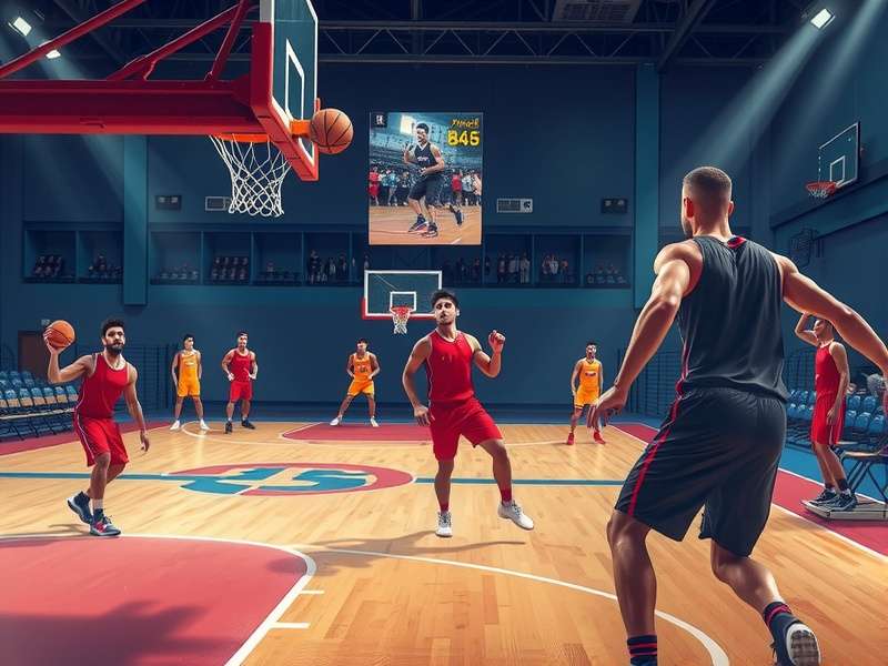 Basketball Stars game scene on Crazy Games platform showing intense one-on-one duel