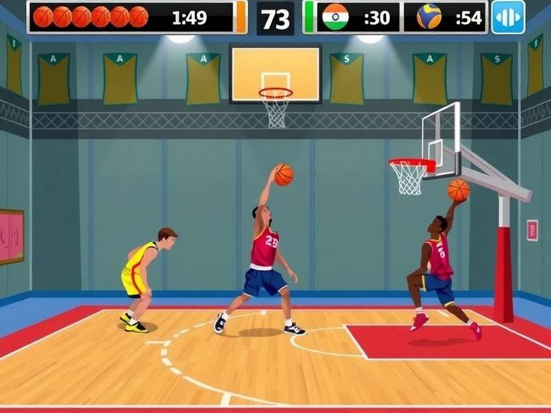 Basketball Stars Gameplay Screenshot showing intense match