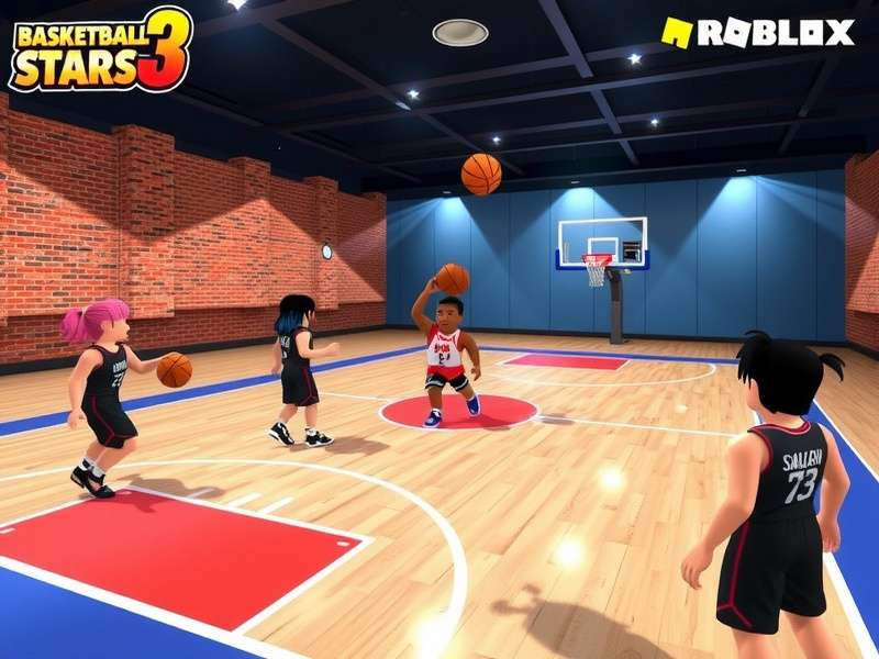 Basketball Stars 3 Roblox intense gameplay screenshot showing a dunk animation