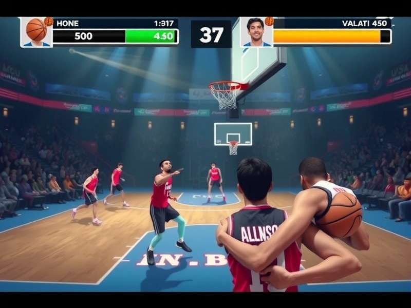 Basketball Stars gameplay screenshot showing a intense 1v1 match