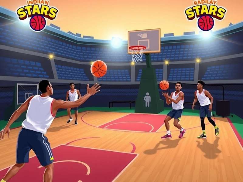 Basketball Stars player executing a perfect dunk animation