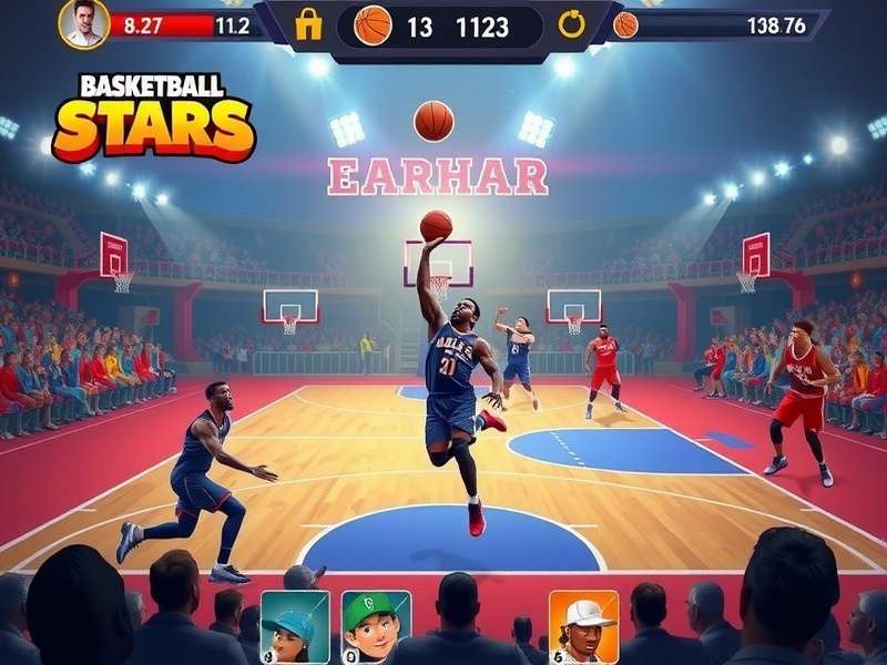 Basketball Stars mobile game screenshot showing intense gameplay