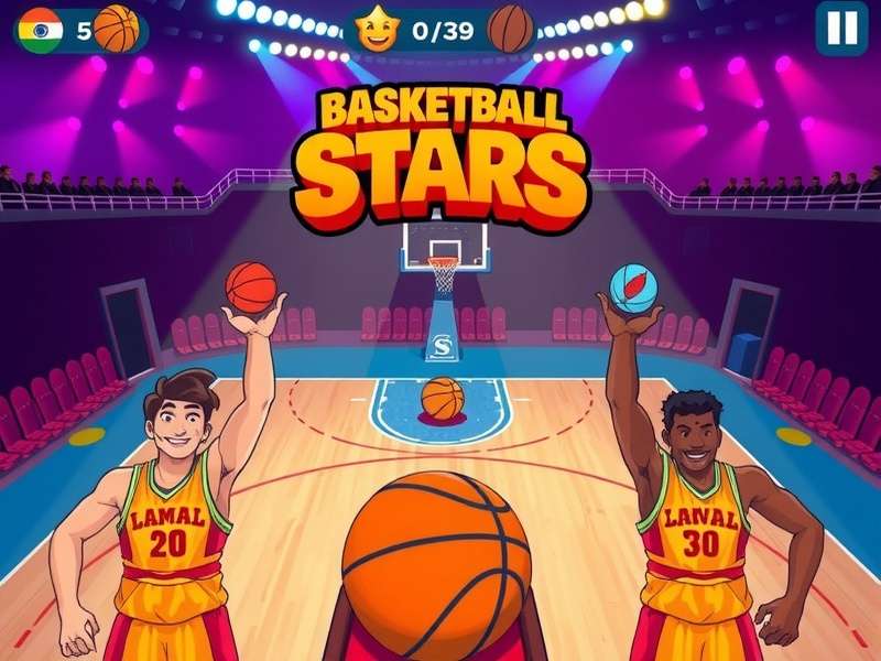 Basketball Stars gameplay screenshot on a laptop in full screen mode