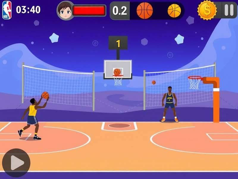 Basketball player in action with game overlay