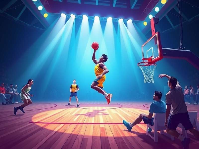 Basketball Stars 2025 gameplay screenshot showing a player dunking