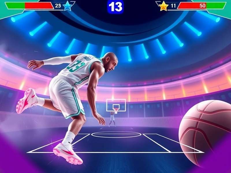 Basketball Stars 2025 gameplay screenshot showing dunk action