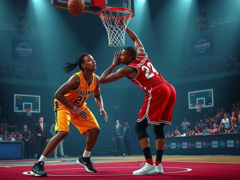 Nickelodeon Basketball Stars 2 gameplay screenshot showing SpongeBob dunking