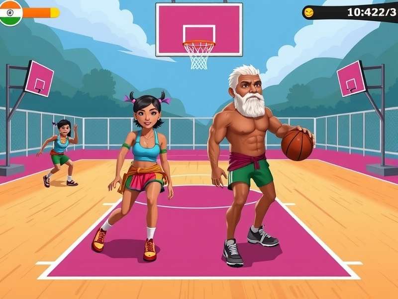 Poki Basketball Stars 2-player gameplay screenshot showing intense dunk action
