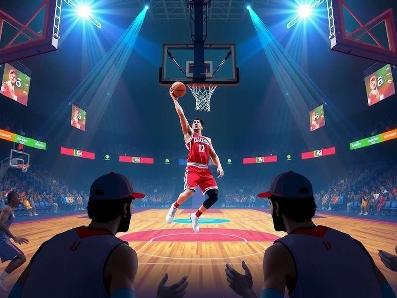 Basketball Stars 2024 game interface showing player selection and court design