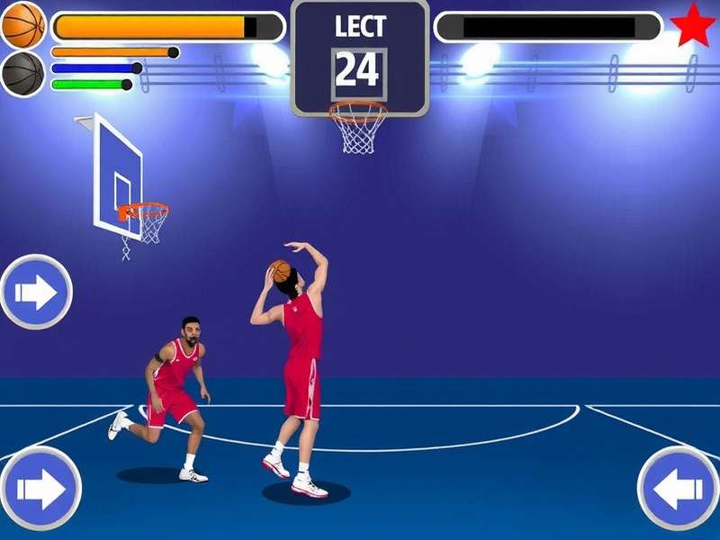Basketball Stars gameplay showing a player making a slam dunk