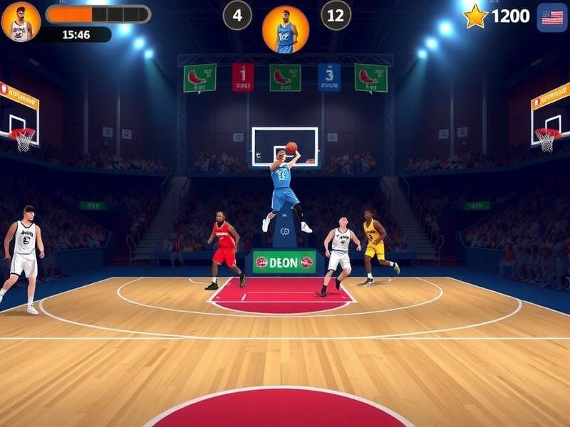 Basketball Stars gameplay action screenshot showing a player dunking