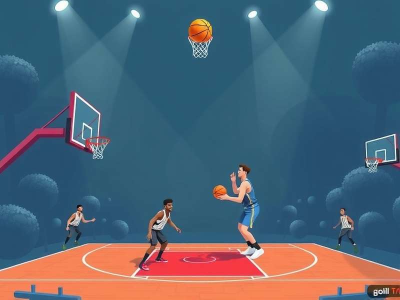 Dynamic multiplayer basketball game action on a digital court