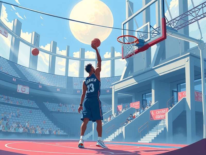 Dynamic basketball action in an urban court, representing competitive gaming