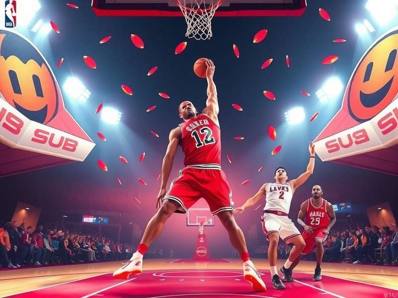 NBA player dunking in a game