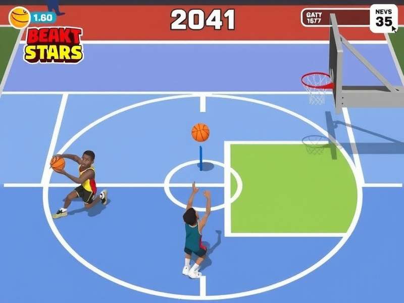 Basketball Stars Online gameplay screenshot showing intense basketball action