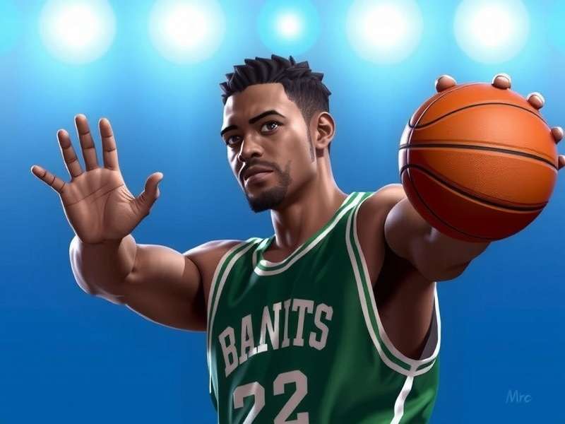 Basketball player executing a slam dunk in a competitive game