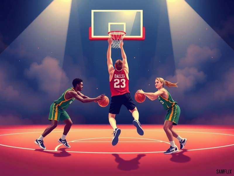 Dynamic gameplay screenshot of Basketball Stars on Poki showing a player dunking