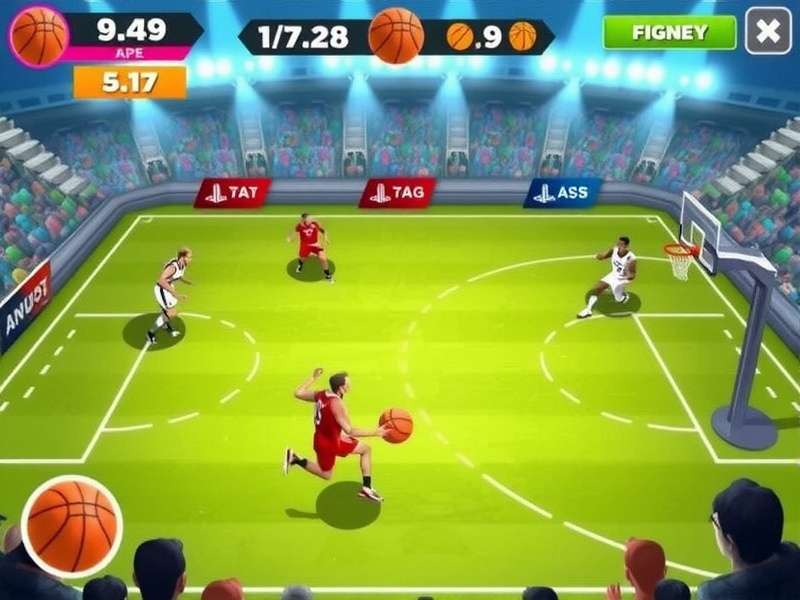 Exciting gameplay screenshot of Basketball Stars on Poki showing a dunk moment
