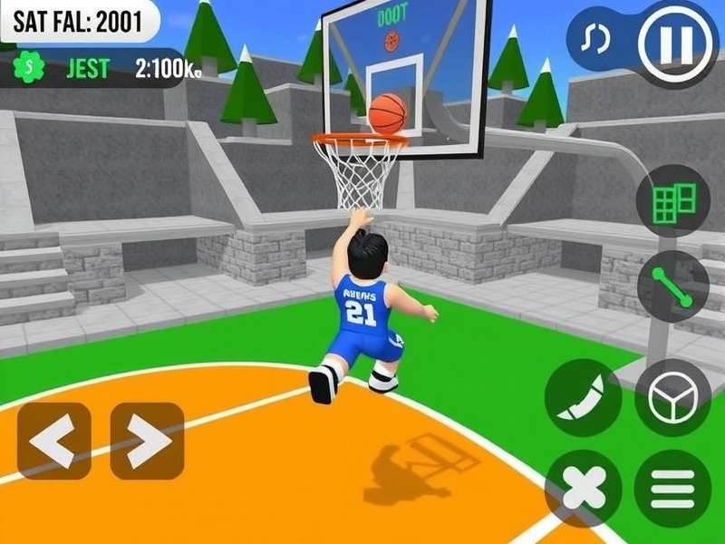 Basketball Stars 3 Roblox player performing a dunk