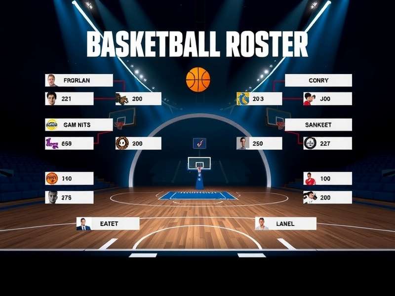 Basketball Stars roster visualization showing player positions and stats