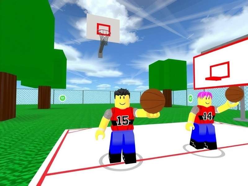 Roblox Egg Hunt Basketball Stars 3 gameplay screenshot showing a player dunking with colorful eggs in the background