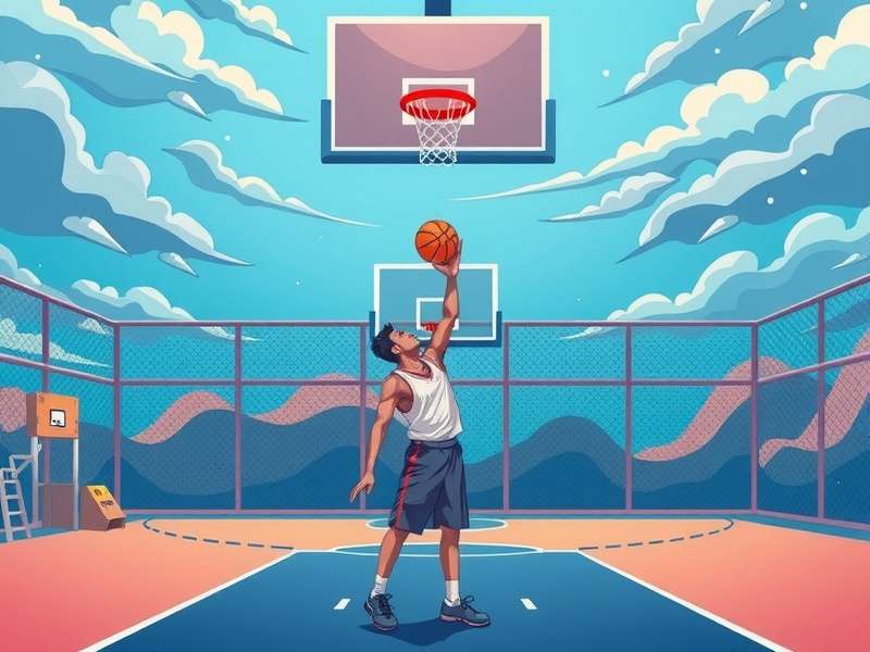 Dynamic basketball game action in an indoor stadium