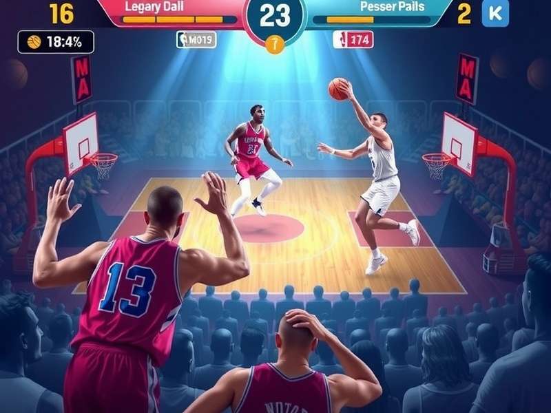 Basketball Stars game scene with player dunking