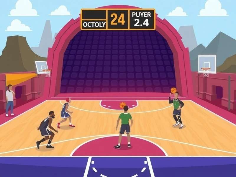 Dynamic basketball action in a digital game, showing a player making a dunk