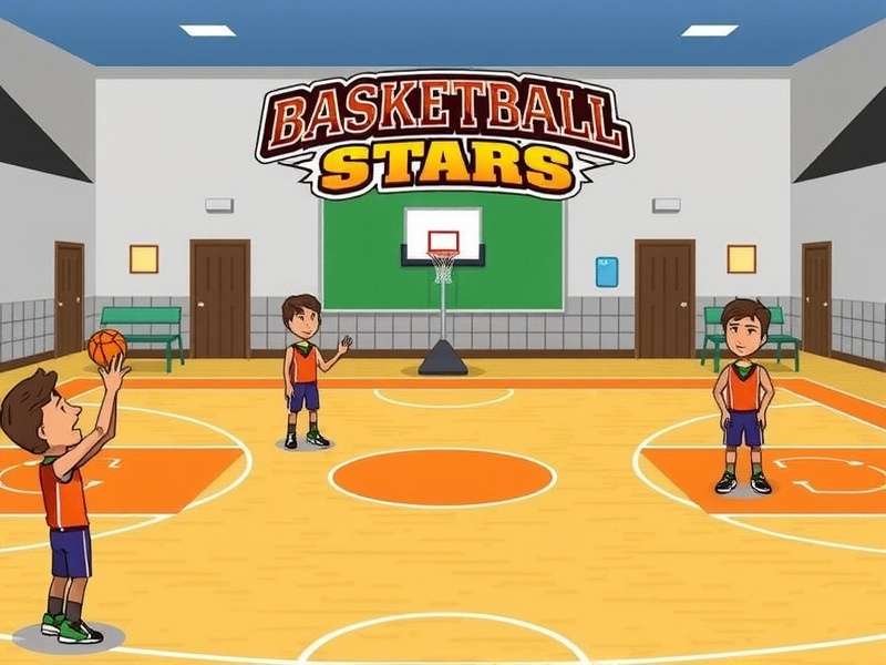 Two players competing in a Basketball Stars classroom game on a laptop