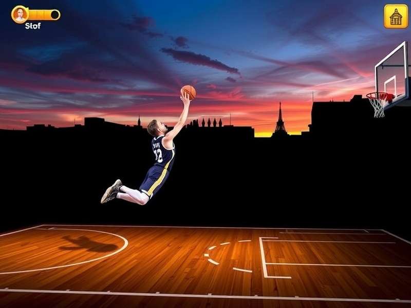 Basketball Stars gameplay scene showing an intense dunk moment