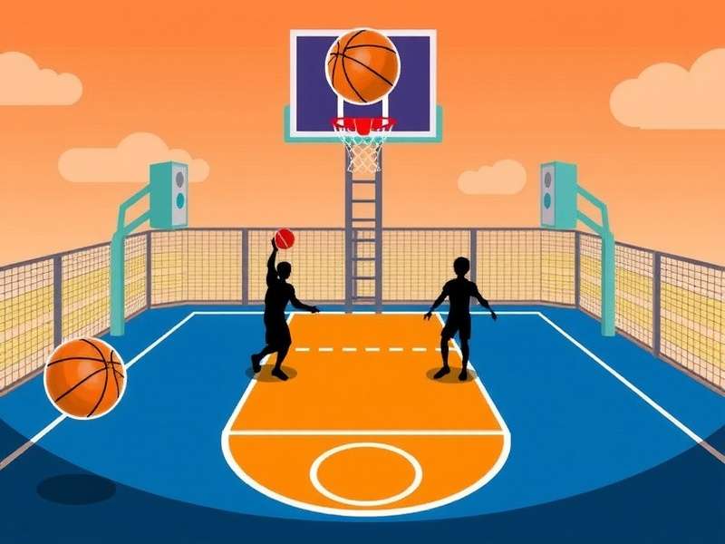 Dynamic action shot of a basketball game on an outdoor court in Mumbai, India