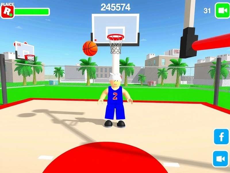 Basketball Stars 3 Roblox gameplay cover image showing basketball court and player