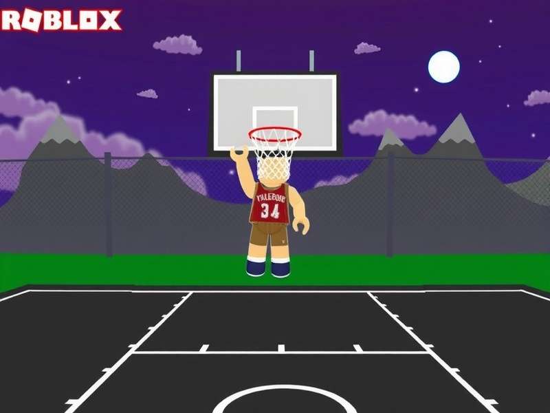 Basketball Stars 3 Roblox dunk action shot with player soaring through the air toward the hoop