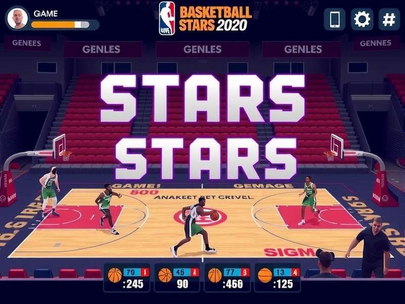 Basketball Stars 2020 Unblocked gameplay showing a player taking a three-point shot in an indoor court