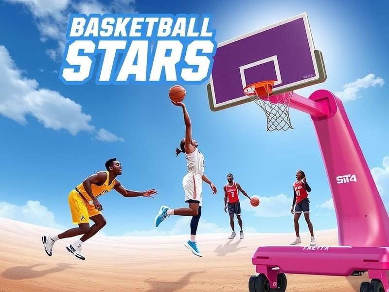 Basketball Stars 2024 gameplay action shot featuring Indian players and vibrant court