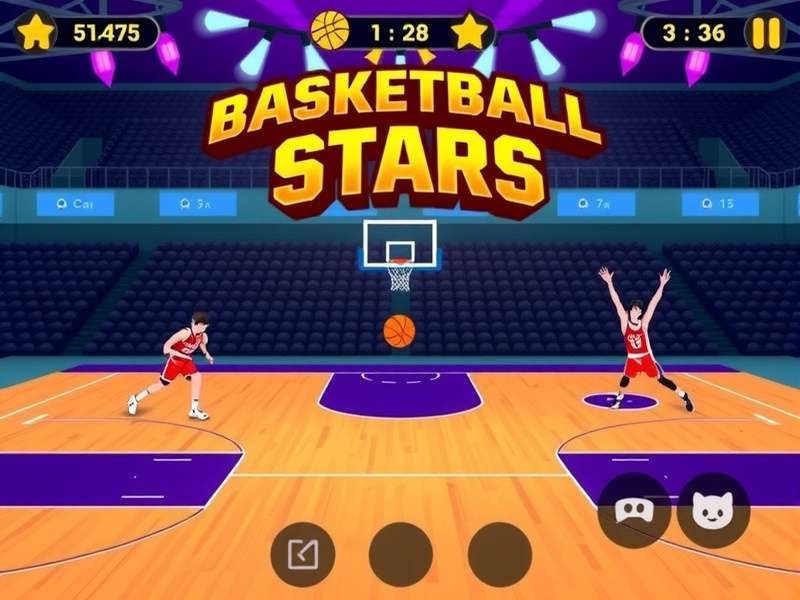 Basketball Stars Game Full Screen action shot featuring players competing on an Indian-themed court